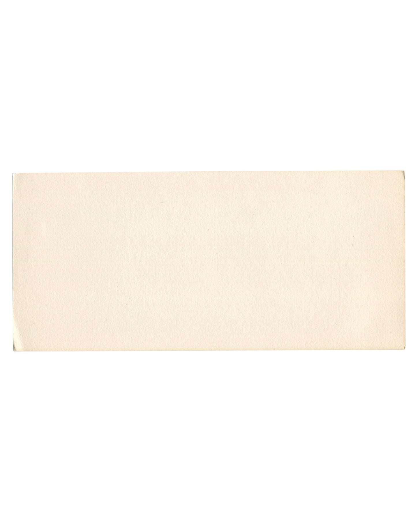 Reverse of 1977 Bernard Aubertin exhibition invitation card, Rebus Galleria d'Arte Contemporanea, Florence — verso showing plain unprinted textured cream paper stock with light age toning, minor corner wear, and handling marks consistent with period circulation and storage.