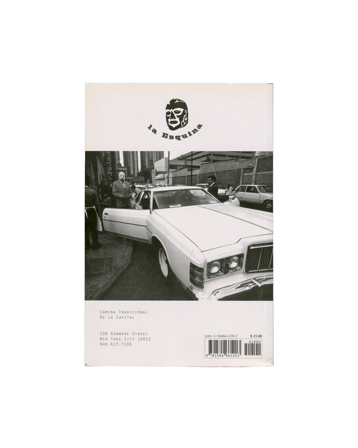 Jack Spade, Bald Ego no. 3, 2004, back cover, La Esquina logo, black-and-white street photograph, white lowrider, New York City, ISBN 1-56466-120-2
