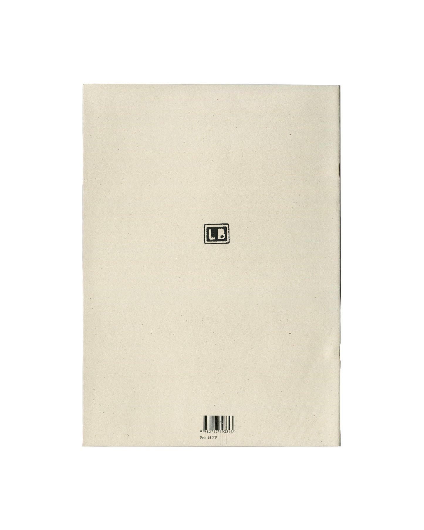Louise Bourgeois, Estampes, BnF, 1995, back cover with LB monogram stamp and barcode, prix 15 FF