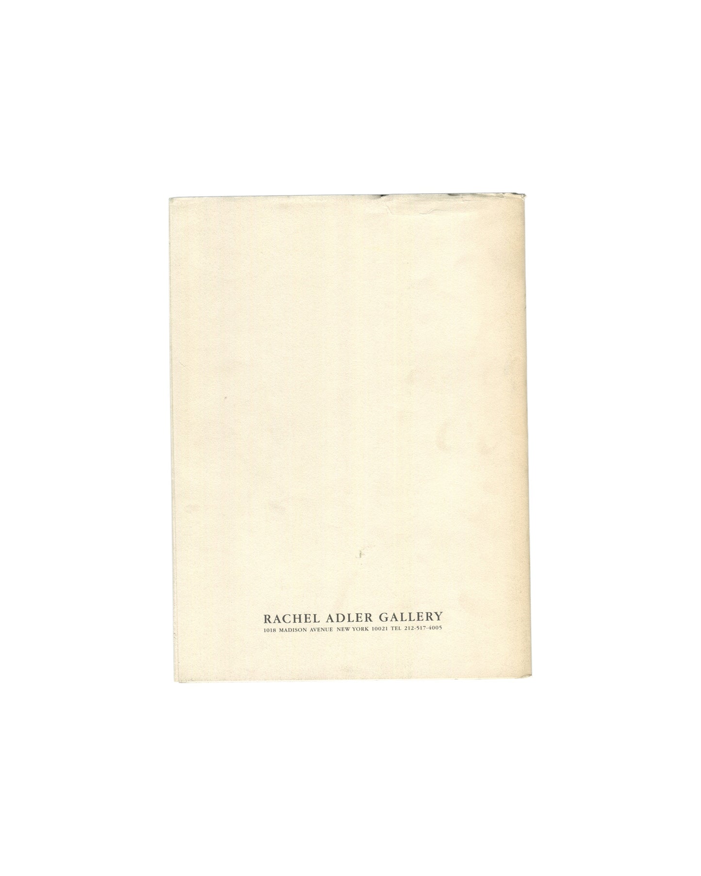 Rear wrapper. Rachel Adler Gallery, 1018 Madison Avenue, New York, 1987.