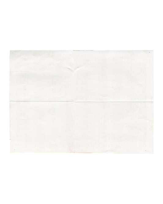 Reverse of 1981 Gilbert & George Photo-Pieces 1971–80 exhibition poster, Whitechapel Art Gallery, London. Blank white verso showing fold lines and corner pinholes.