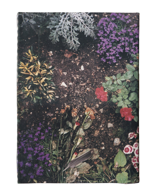 Felix Gonzalez-Torres, A.R.T. Press, 1993, rear cover, garden photograph with purple flowers and bare soil, shrink-wrapped