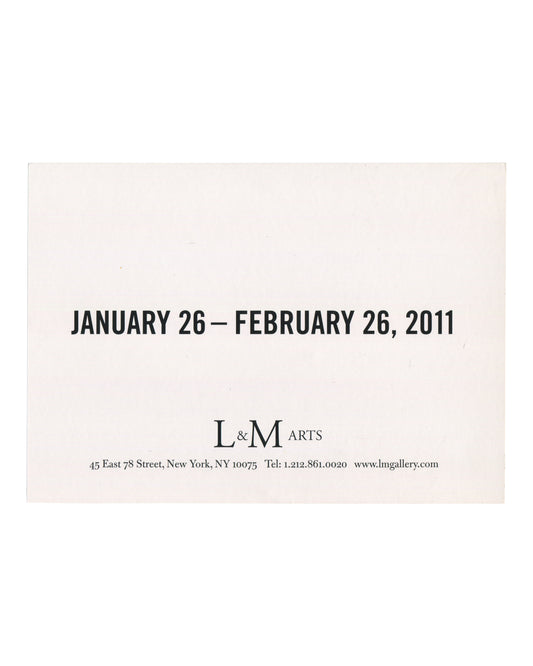 David Hammons, exhibition invitation postcard, L&M Arts, New York, 2011. Verso: exhibition dates January 26 – February 26, 2011, and L&M Arts gallery address, 45 East 78 Street, New York, printed in black on white card