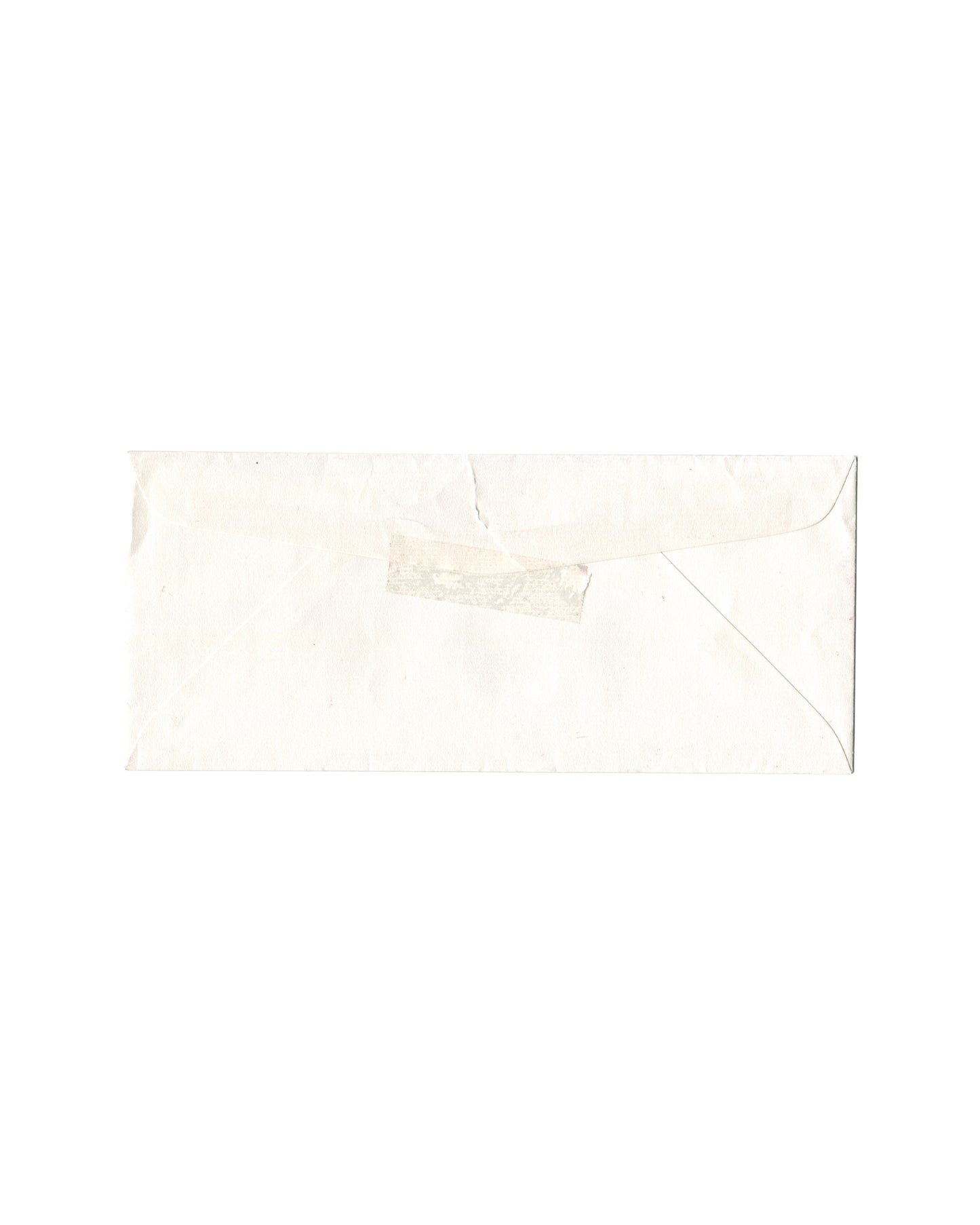 Closed reverse side of original Yoko Ono Studio One envelope with flap seal area and visible storage wear.