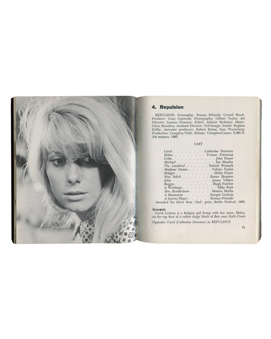 Roman Polanski / Ivan Butler, The Cinema of Roman Polanski, 1970, p.51, Catherine Deneuve portrait, Repulsion chapter with cast list