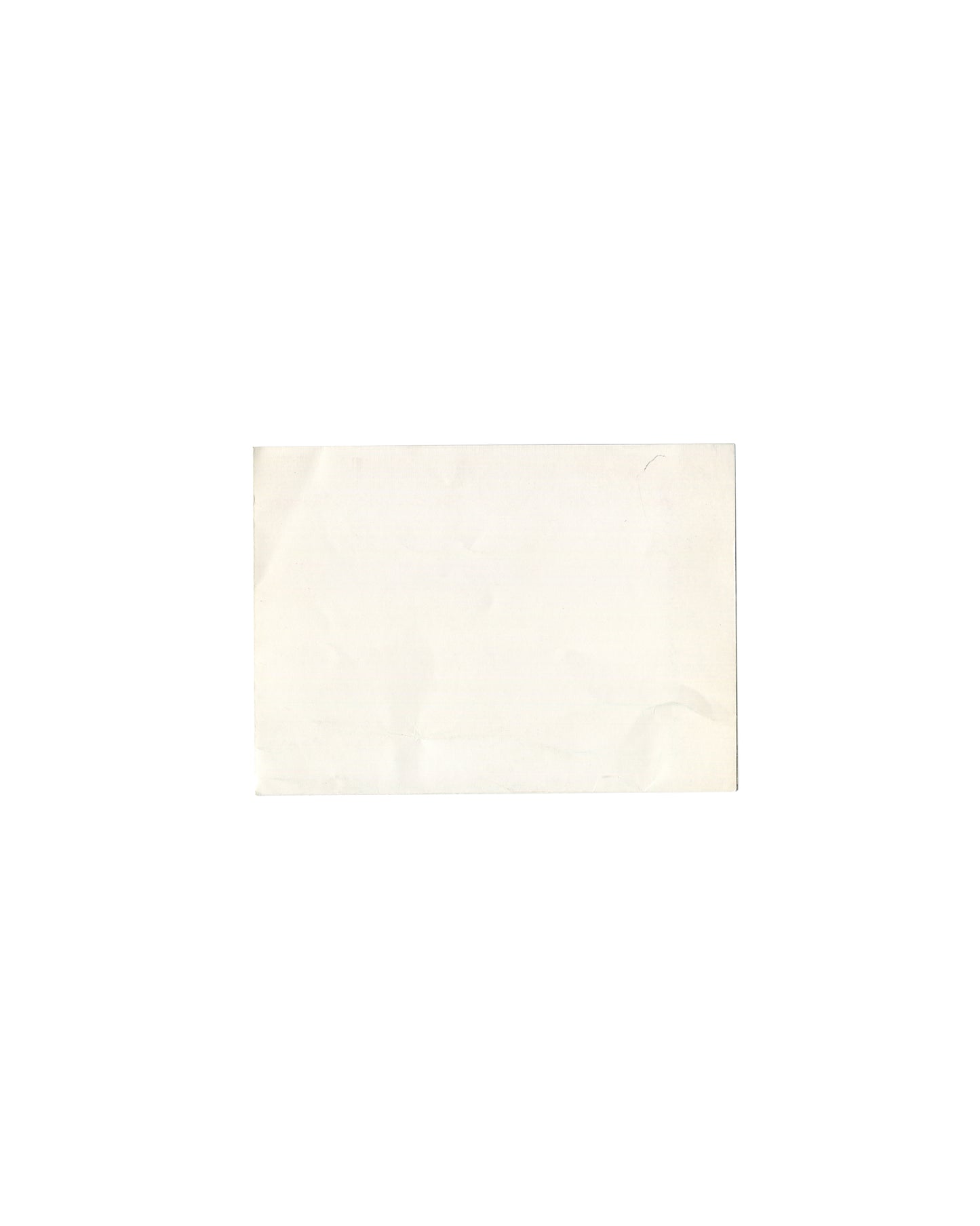 Original 1996 Rona Pondick Patricia Faure Gallery poster/mailer, exterior recto showing plain cream-white paper surface with machine fold lines visible, as mailed.