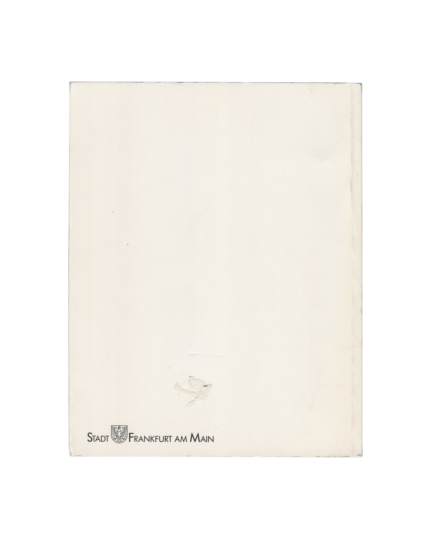 Charlotte Posenenske, MMK Frankfurt 1990, back cover: cream, Stadt Frankfurt am Main imprint, adhesive residue lower centre