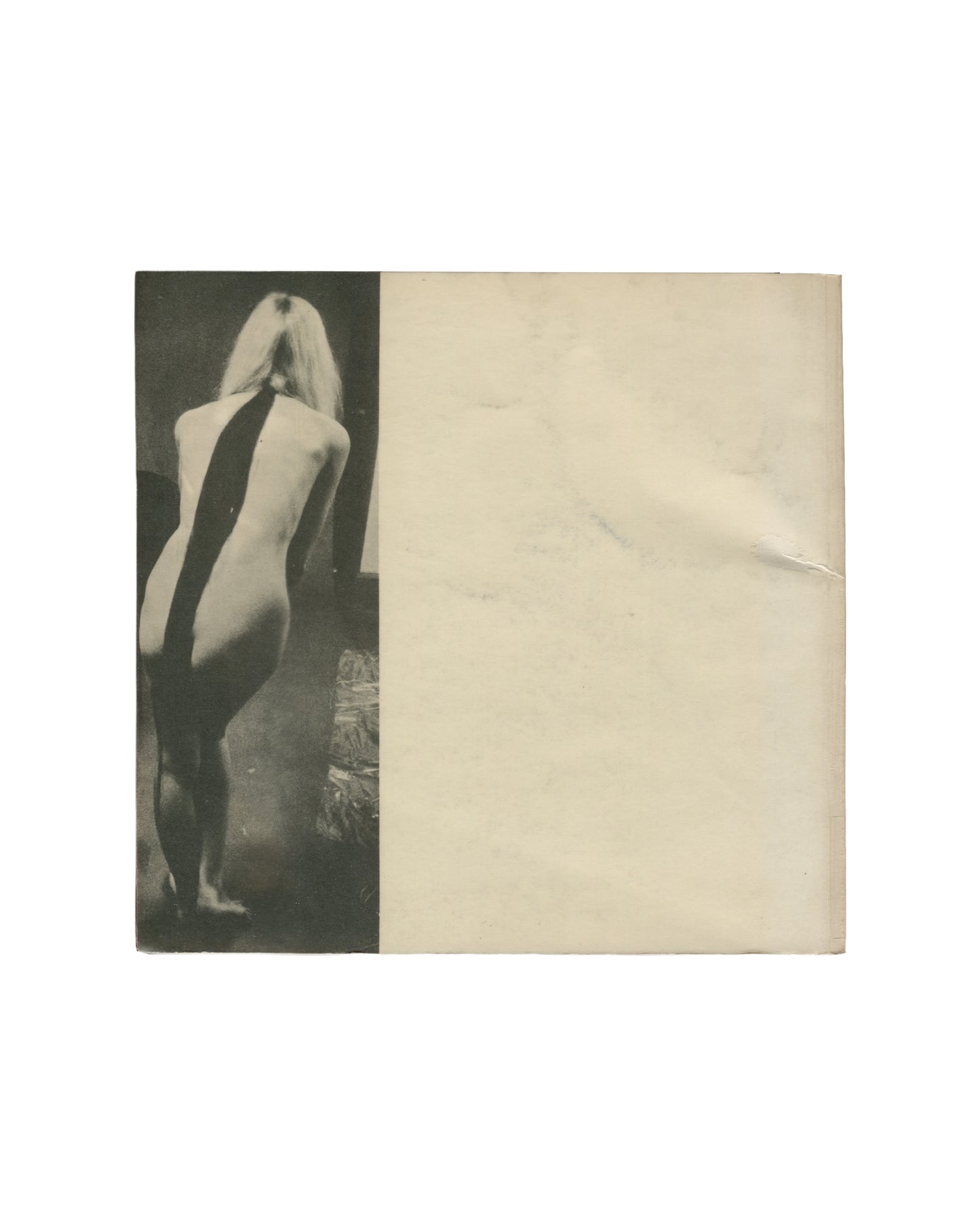 Arnulf Rainer, Museum des 20. Jahrhunderts, Werner Hofmann, 1968, back cover, photographic wrapper, standing nude figure with black diagonal overpaint