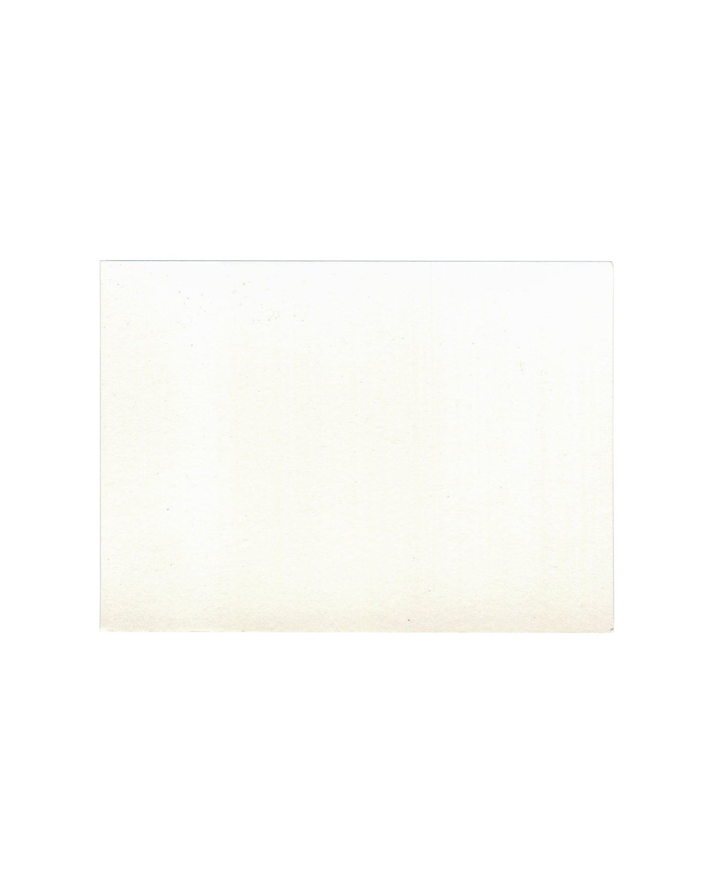 Front Giorgio Sadotti, 100 Balls (For Sale), 1992/2025, exhibition announcement card, front, plain uncoated white card with no printing, showing faint age toning and light surface marks consistent with handling.