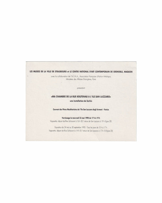 Sakris Exhibition Invitation card with text on a white background
