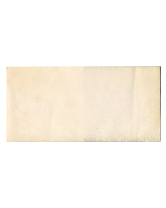 Reverse of 1962 La Monte Young Marian Zazeela Composition 1960 #13 offset lithograph showing plain cream stock with warm age toning, light handling marks, and faint surface variation consistent with period paper.