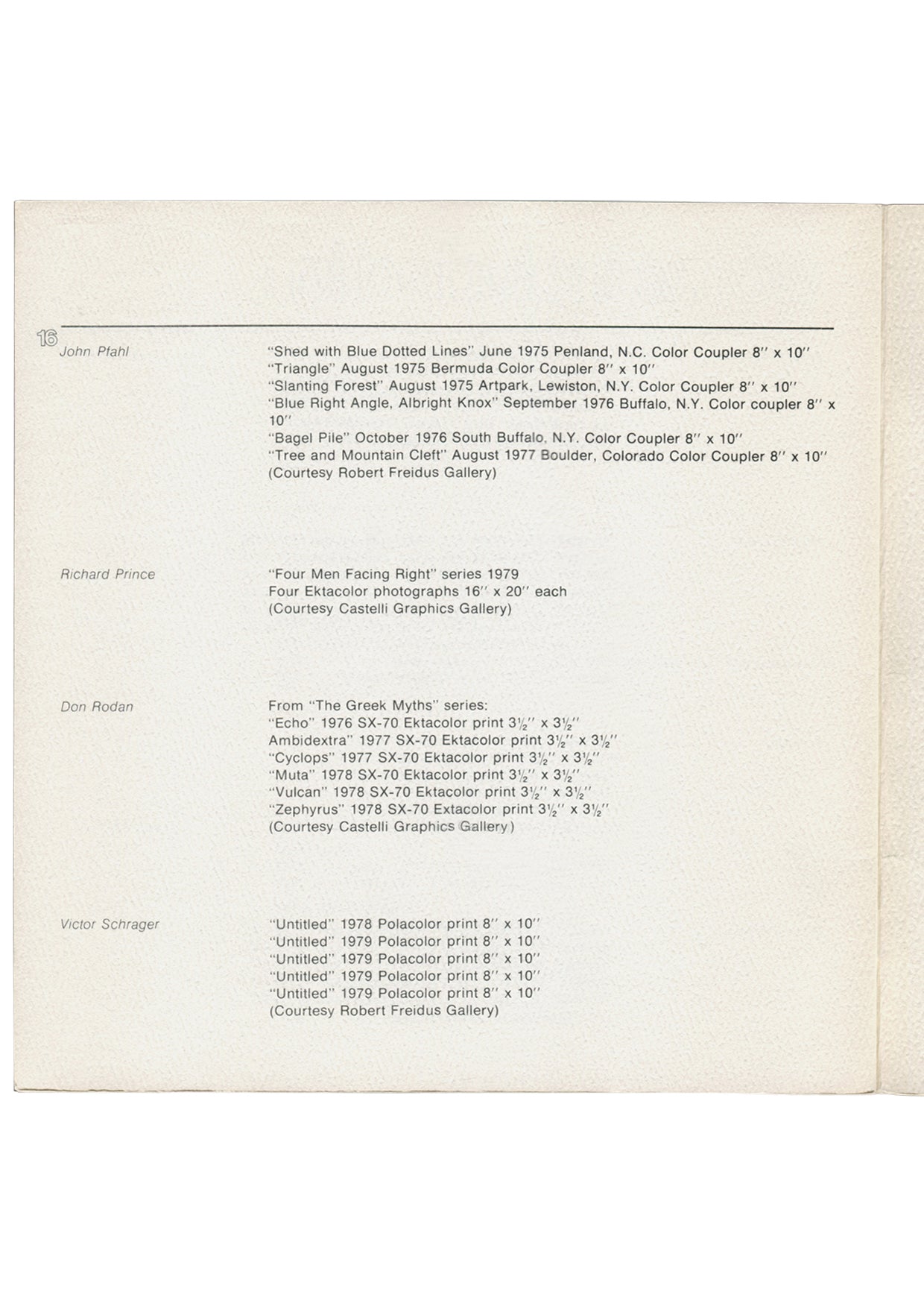 RICHARD PRINCE / Group, Altered Subjects checklist p.16, works by Pfahl, Prince, Rodan, Schrager
