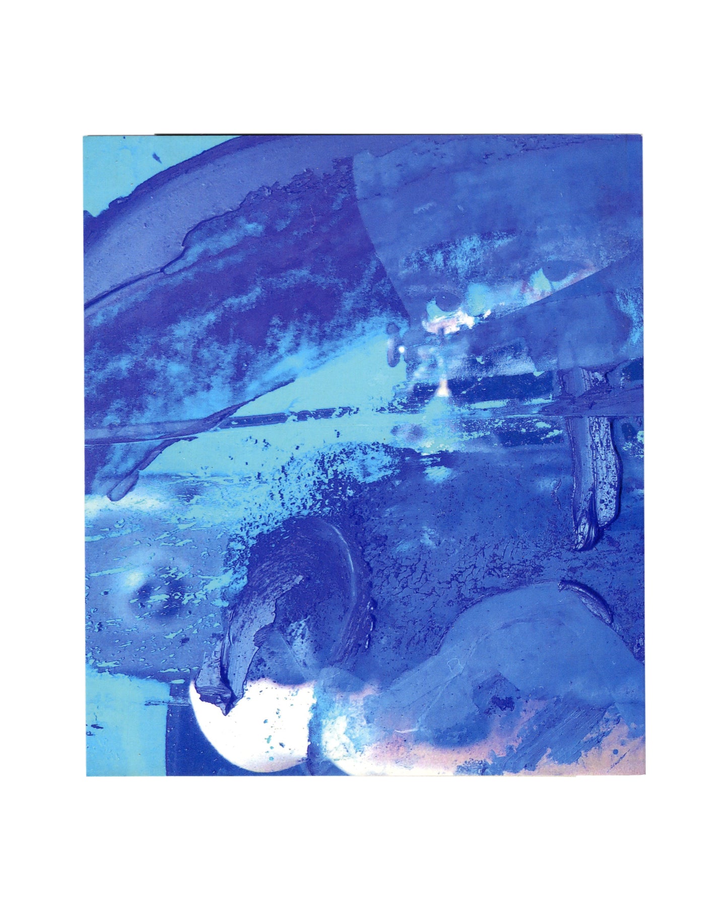  Reverse of 2016 Rita Ackermann Jezebels, Drag City, Chicago. Back cover showing blue abstract painted surface with layered photographic and painterly marks, no text.