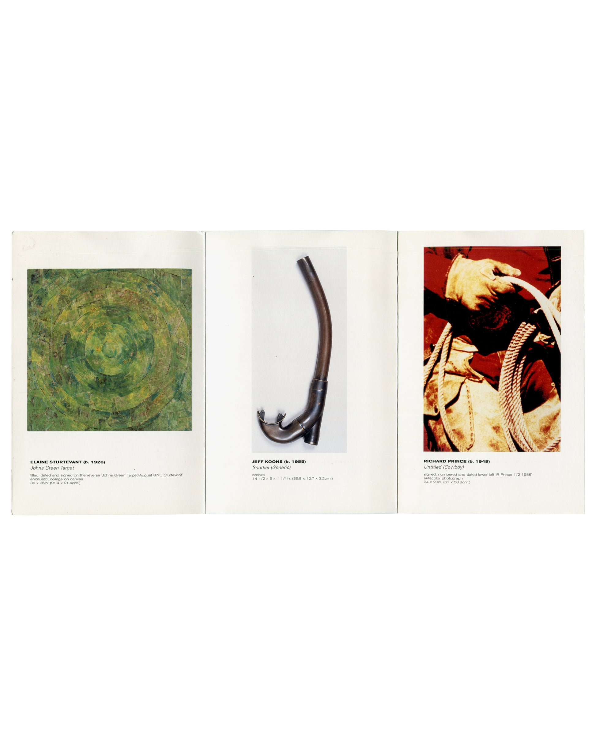 Aftershock, Dickinson Roundell 2003, inside spread, Sturtevant Green Target, Koons Snorkel Generic, Prince Untitled Cowboy 