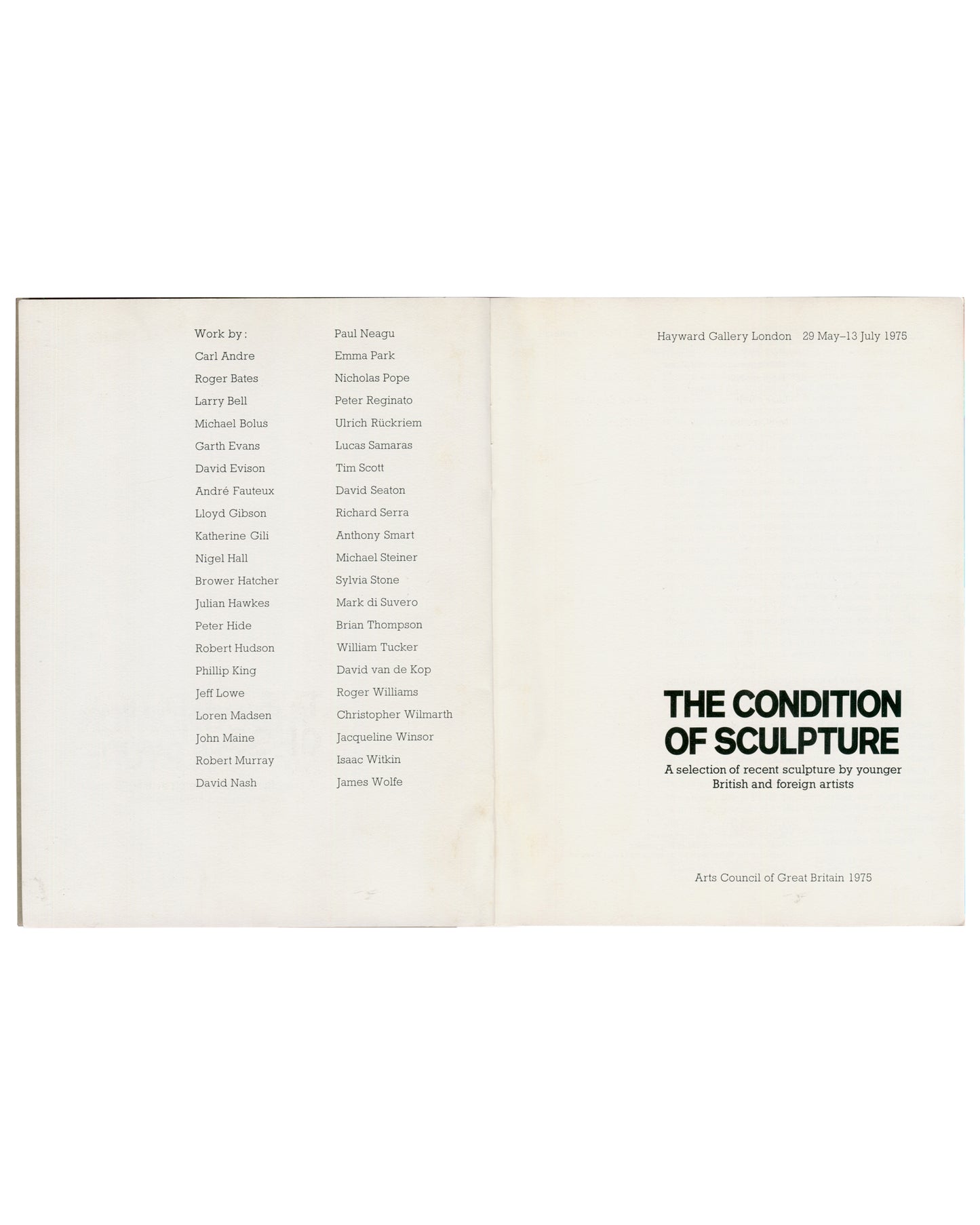THE CONDITION OF SCULPTURE, Hayward Gallery, London, 1975
