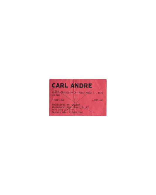 Red exhibition card, Carl Andre Whitechapel retrospective, 1978