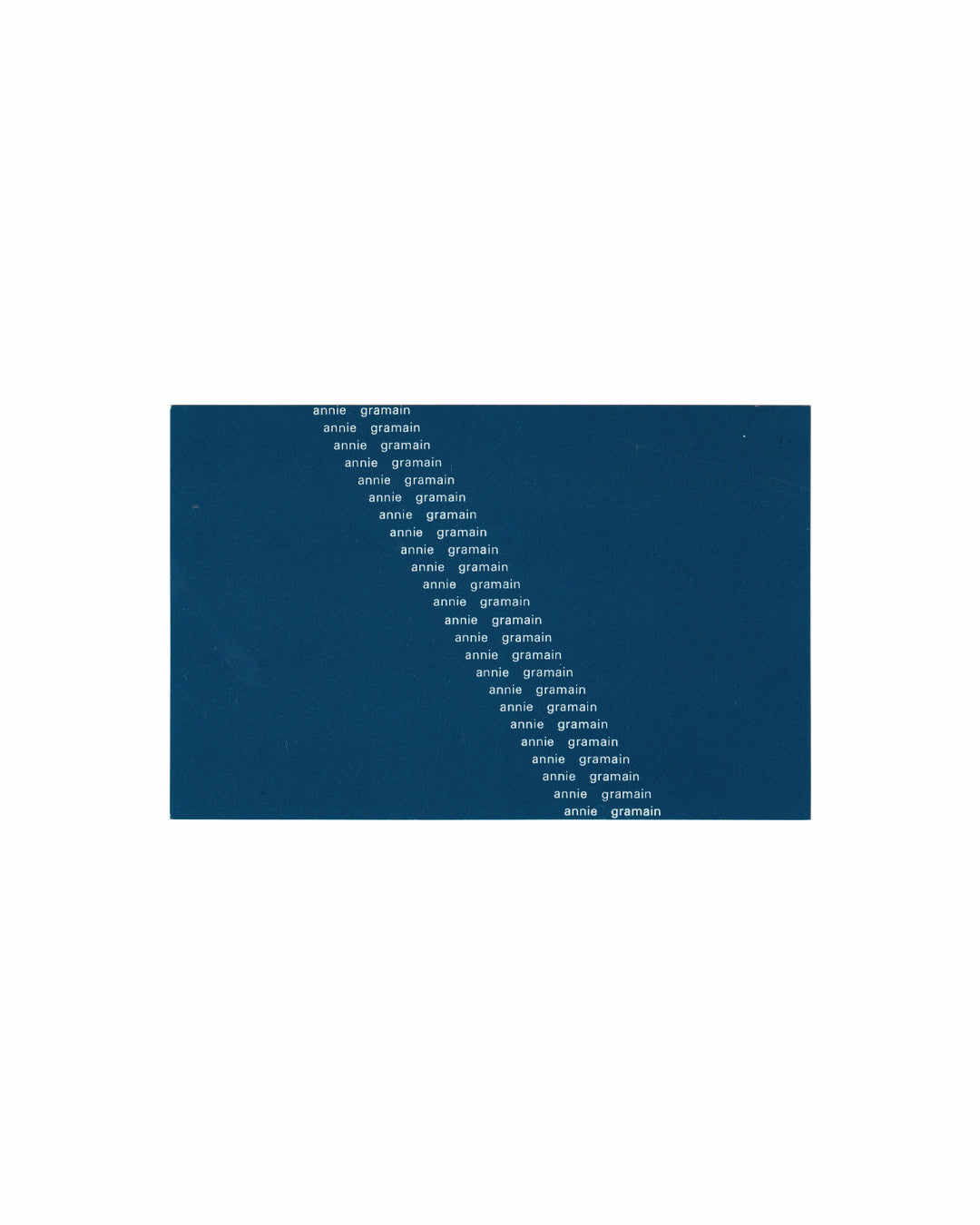Annie Gramain Concrete Poetry Text pattern on a blue background