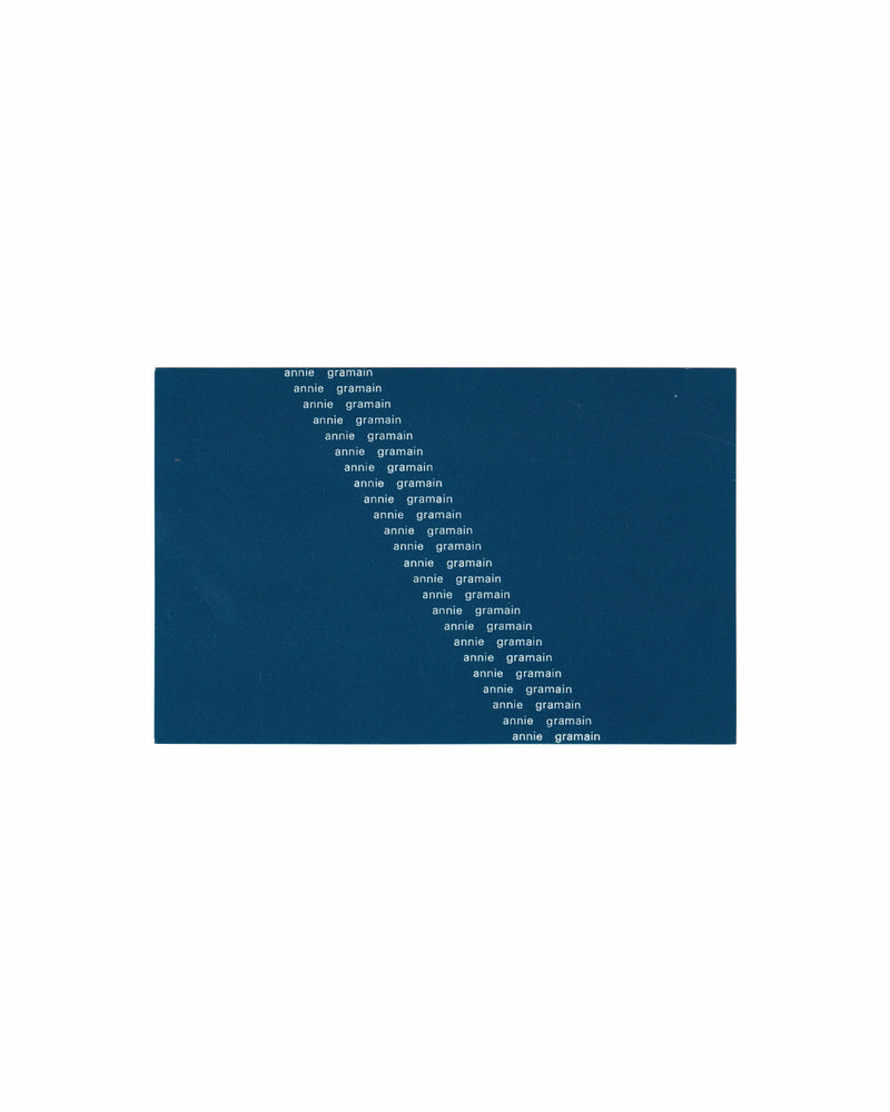 Annie Gramain Concrete Poetry Text pattern on a blue background