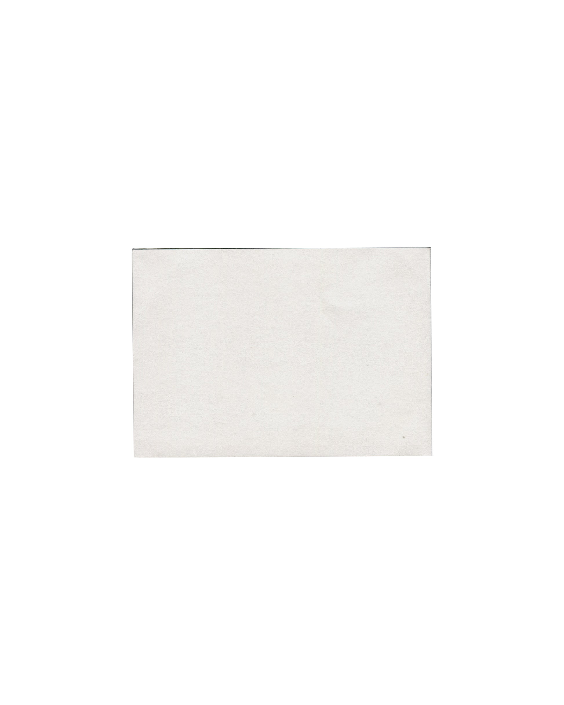 Reverse Centenaire de Jean Paulhan, De la peinture et de l'écrit, Le Bateau-Lavoir, Paris, 1984–85. Invitation reverse: plain cream-white card, entirely blank. Light age toning