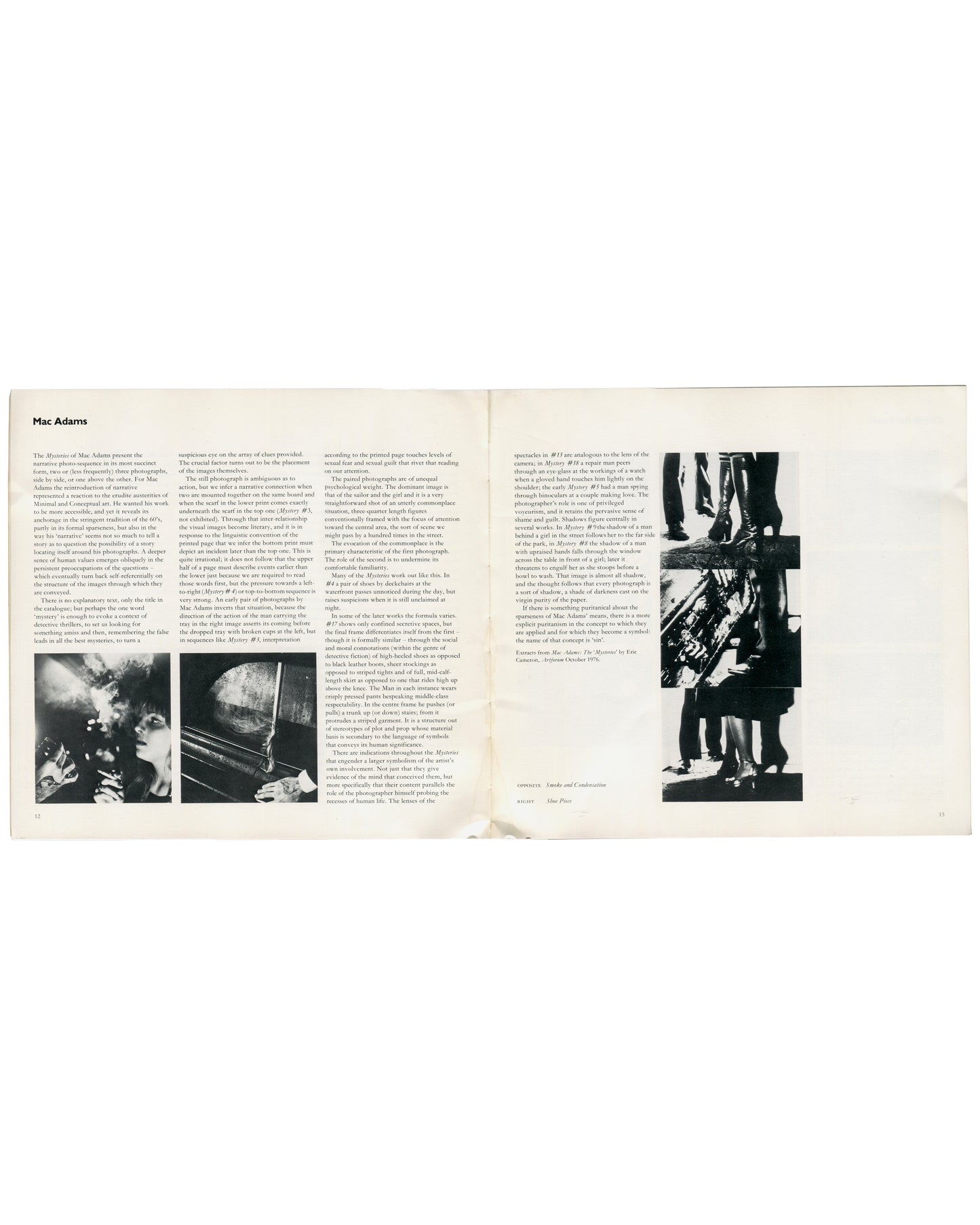 Mac Adams, Artist and Camera, Arts Council of Great Britain, 1980, interior spread, staged photographic narrative works