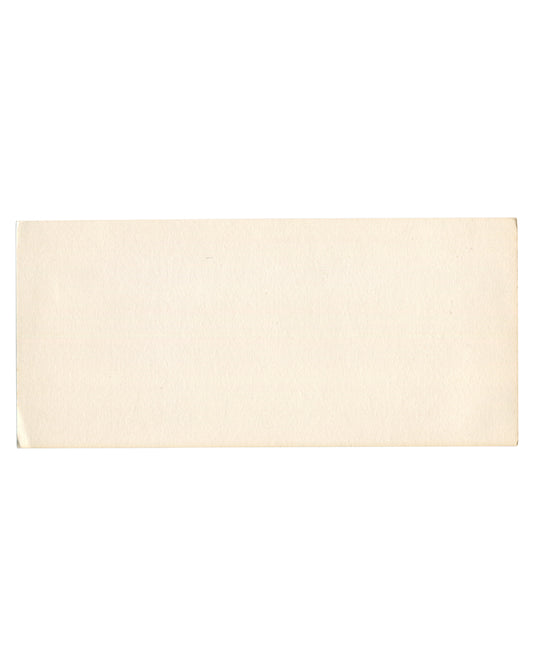 Reverse of 1977 Bernard Aubertin exhibition invitation card, Rebus Galleria d'Arte Contemporanea, Florence — verso showing plain unprinted textured cream paper stock with light age toning, minor corner wear, and handling marks consistent with period circulation and storage.