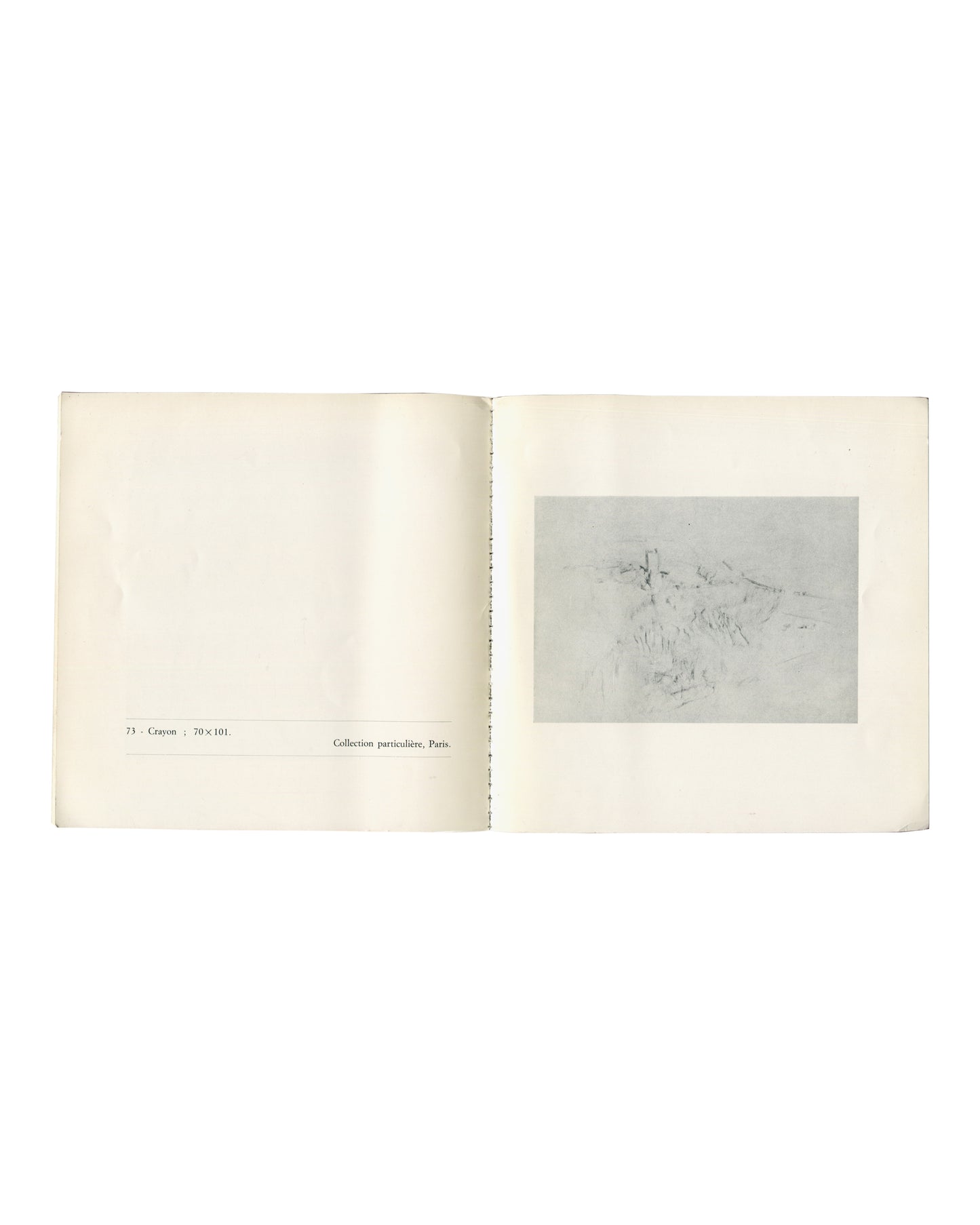 Balthus catalogue interior, cat. 73 crayon drawing, near-blank verso with caption, Musée Cantini 1973
