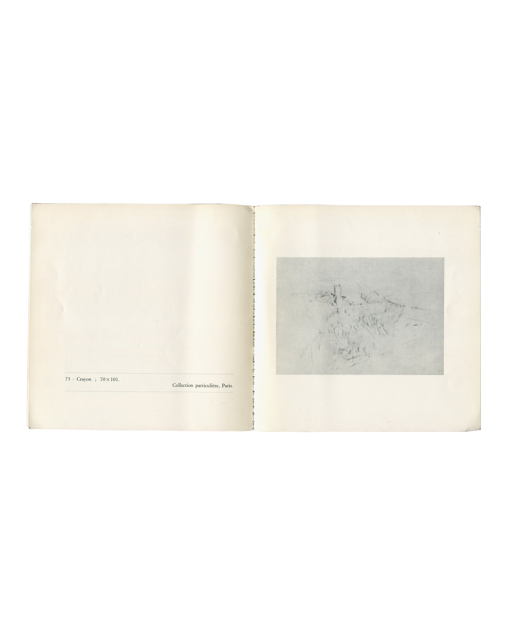 Balthus catalogue interior, cat. 73 crayon drawing, near-blank verso with caption, Musée Cantini 1973