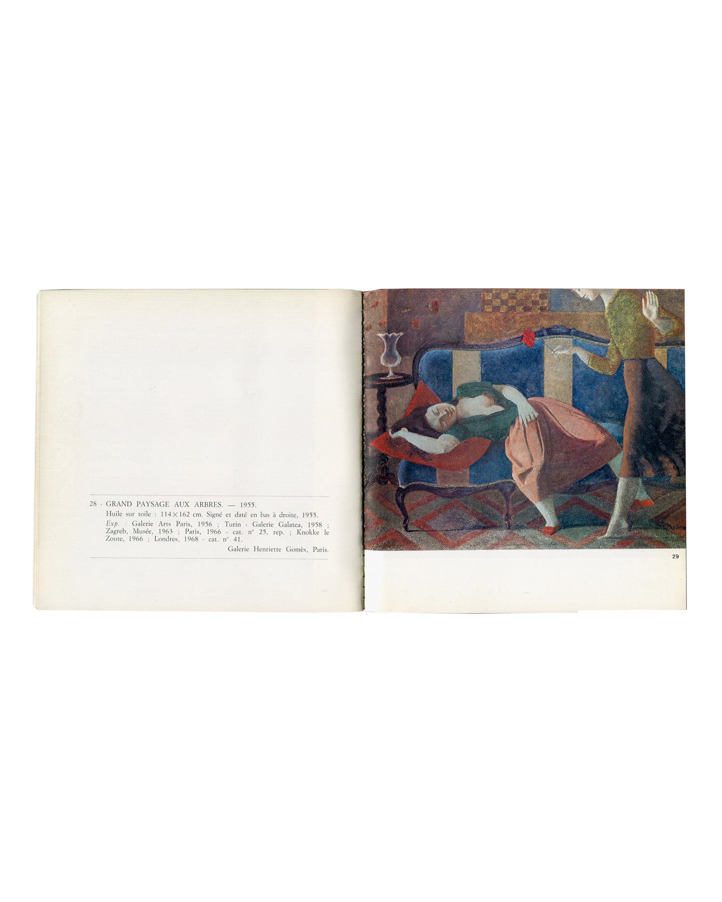 Balthus catalogue interior, cat. 29 colour plate of reclining figure with standing child, Musée Cantini 1973