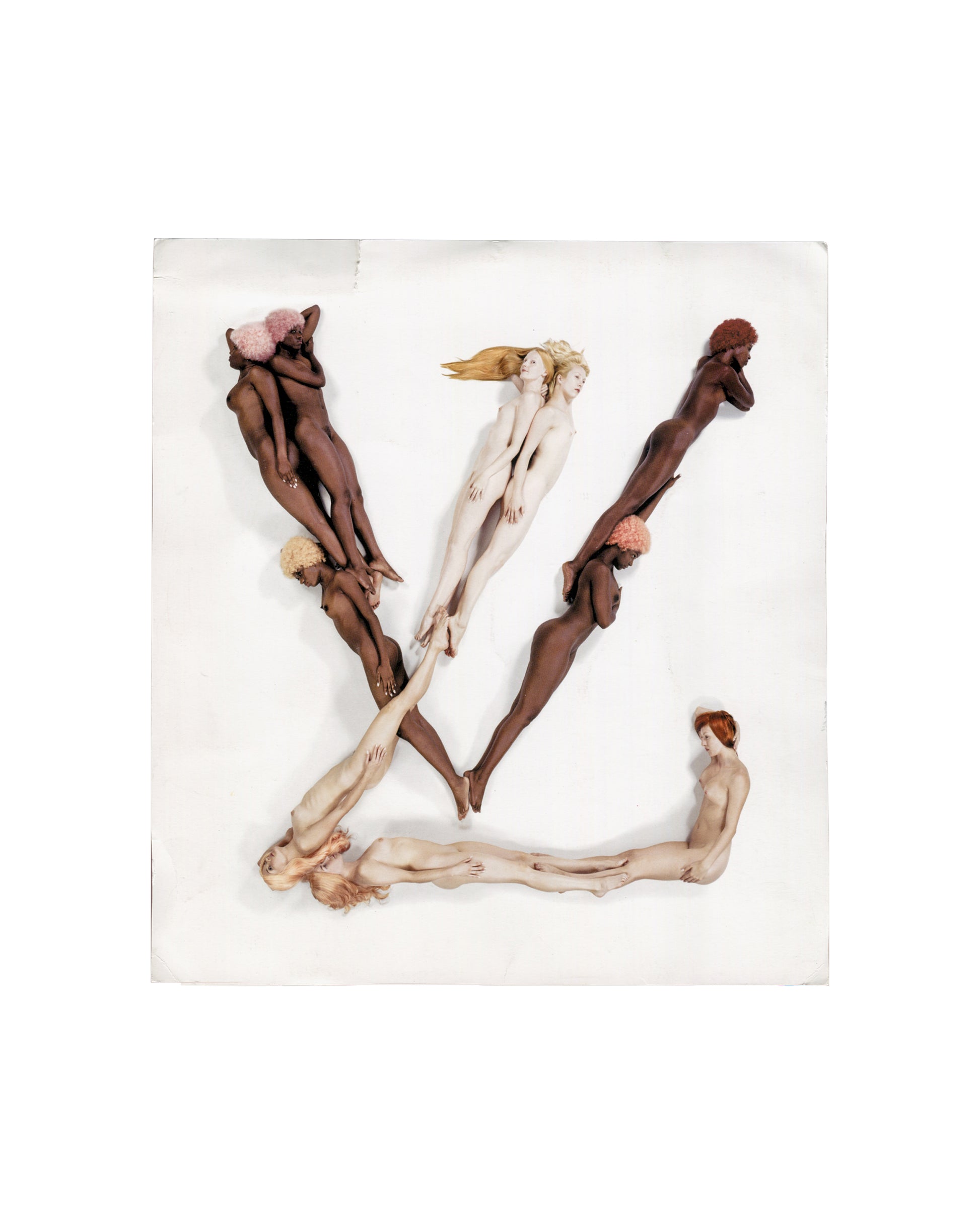 Vanessa Beecroft, VBLV Alphabet Concept; nude figures arranged into LV letterform, colour photograph, Espace Louis Vuitton 2006