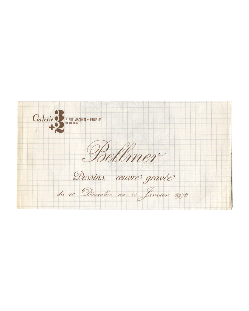Hans Bellmer Dessins, œuvre gravée exhibition announcement Galerie 3+2 Paris 1971–72