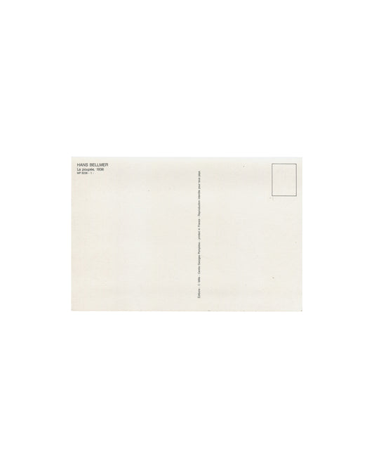 Hans Bellmer, La poupée 1936, Centre Georges Pompidou postcard verso, Éditions Mille, MP 8236-1, unused postal card