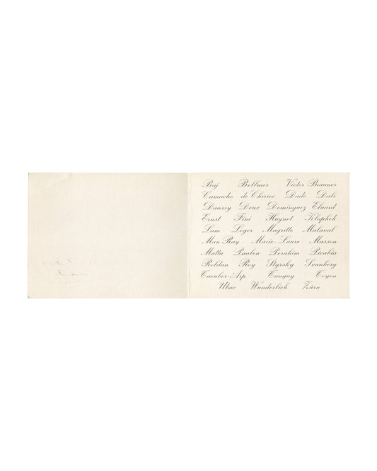 Unica Zürn, Sophie Taeuber-Arp, Marie-Laure de Noailles, Dessins Aquarelles Collages 1970, interior, calligraphic name roster