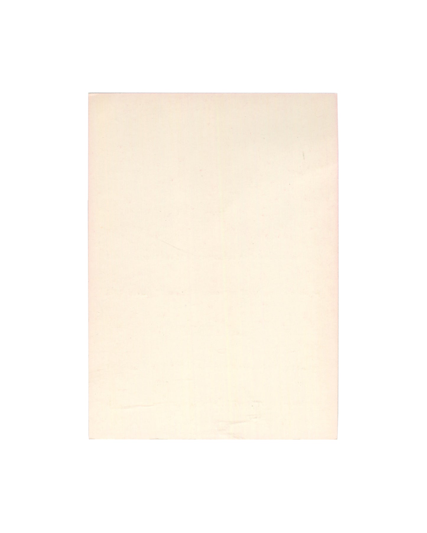 Reverse of 1971 Hans Bellmer CNAC exhibition invitation card, Centre national d'art contemporain, Paris — verso showing plain unprinted cream card stock with light age toning and minor surface marks consistent with period paper ephemera.