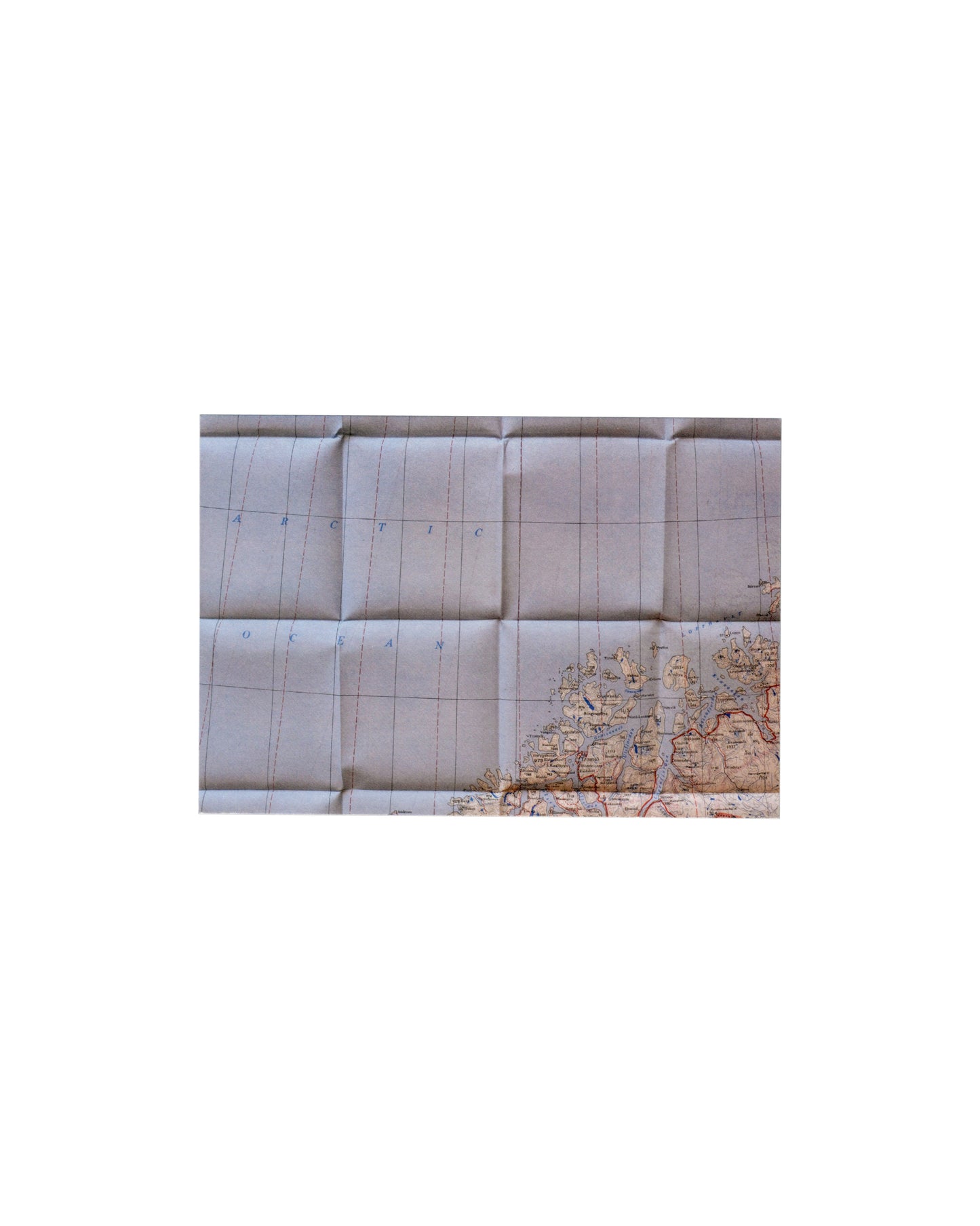 Elisabetta Benassi: folded Arctic Ocean map, offset-printed invitation card, Benassi, Peter Freeman Paris, 2026