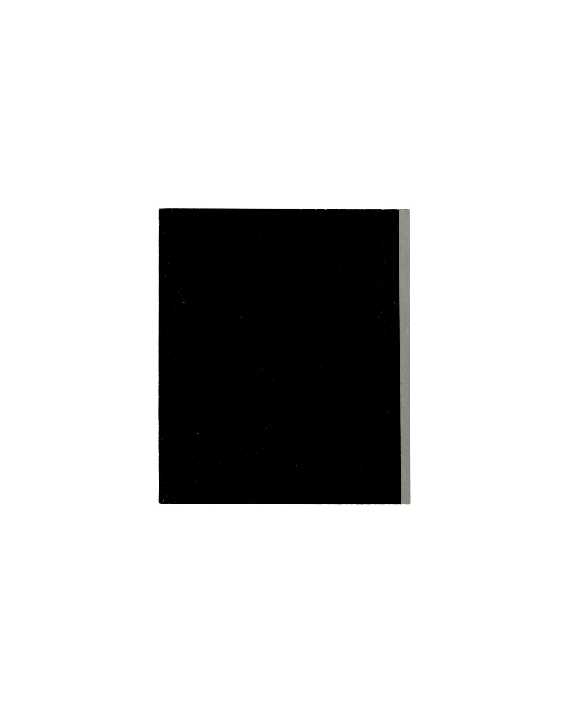 Monica Bonvicini — Platz machen, 1994, back cover, plain black wrappers