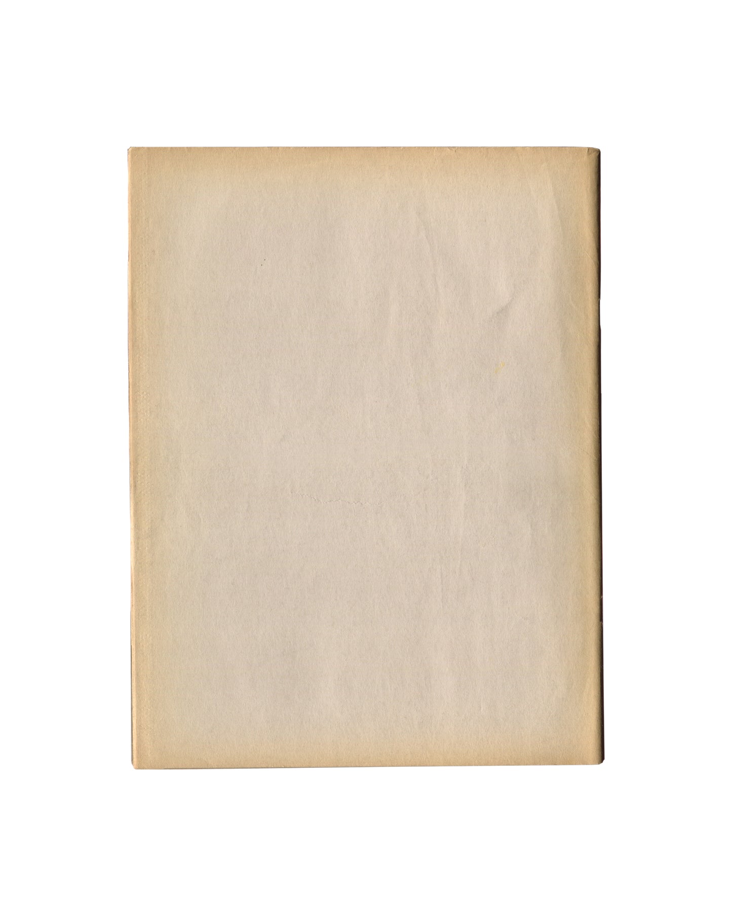 Reverse of c. 2002 Mark Borthwick Xerox edition of 2000-1, Maison Martin Margiela. Back cover showing the same plain unprinted tan-beige softcover as the front, with a smaller inset panel of slightly lighter paper visible at centre — likely the back cover of the original book reproduced through the copier — creating a faint rectangular shadow within the field. No text, no barcode, no credits.