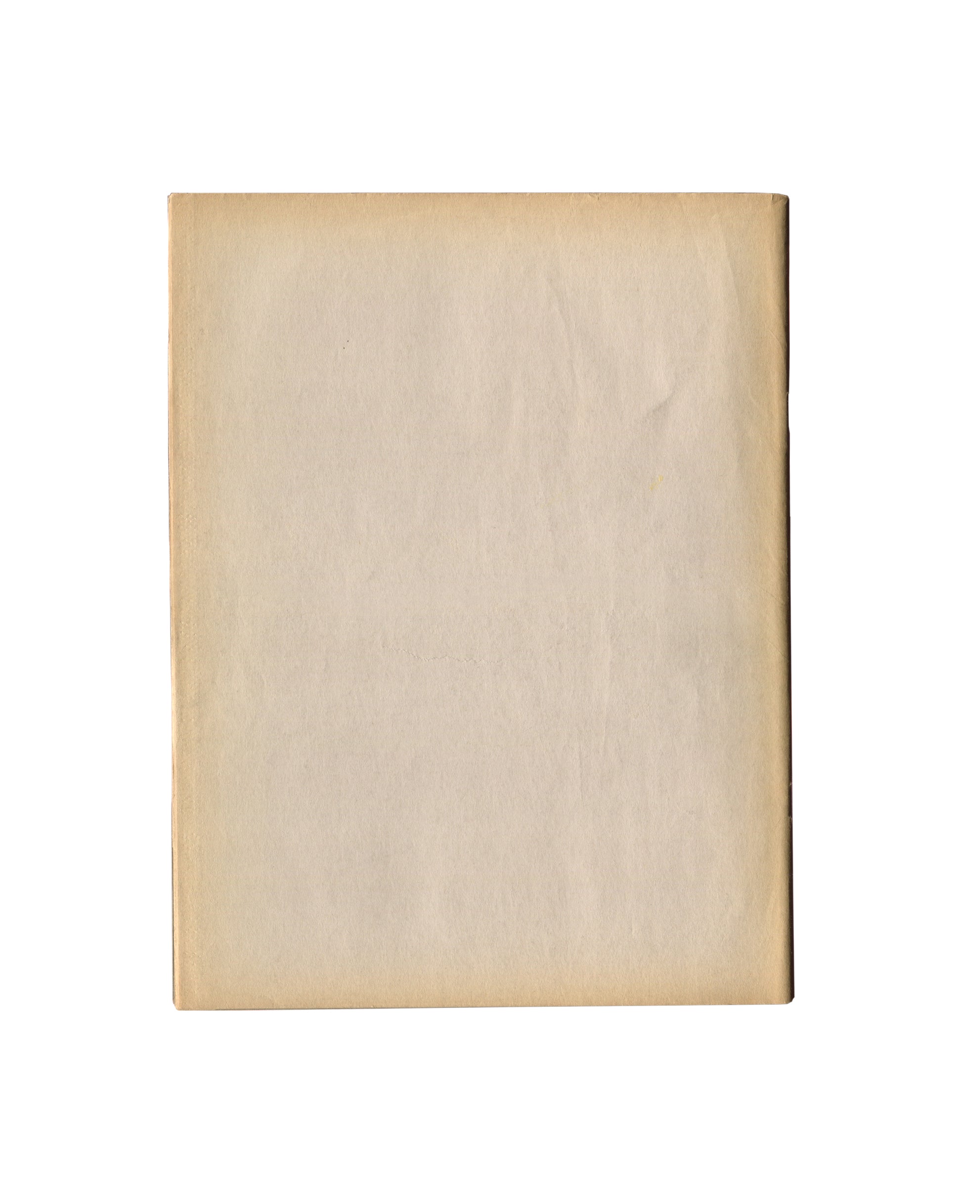 Reverse of c. 2002 Mark Borthwick Xerox edition of 2000-1, Maison Martin Margiela. Back cover showing the same plain unprinted tan-beige softcover as the front, with a smaller inset panel of slightly lighter paper visible at centre — likely the back cover of the original book reproduced through the copier — creating a faint rectangular shadow within the field. No text, no barcode, no credits.
