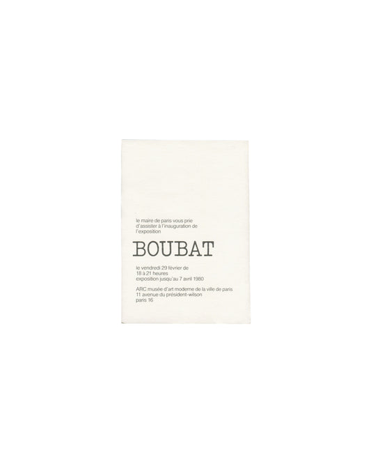 Édouard Boubat, Boubat par Boubat, ARC Musée d'Art moderne Paris 1980, invitation verso, typewriter typography, cream card
