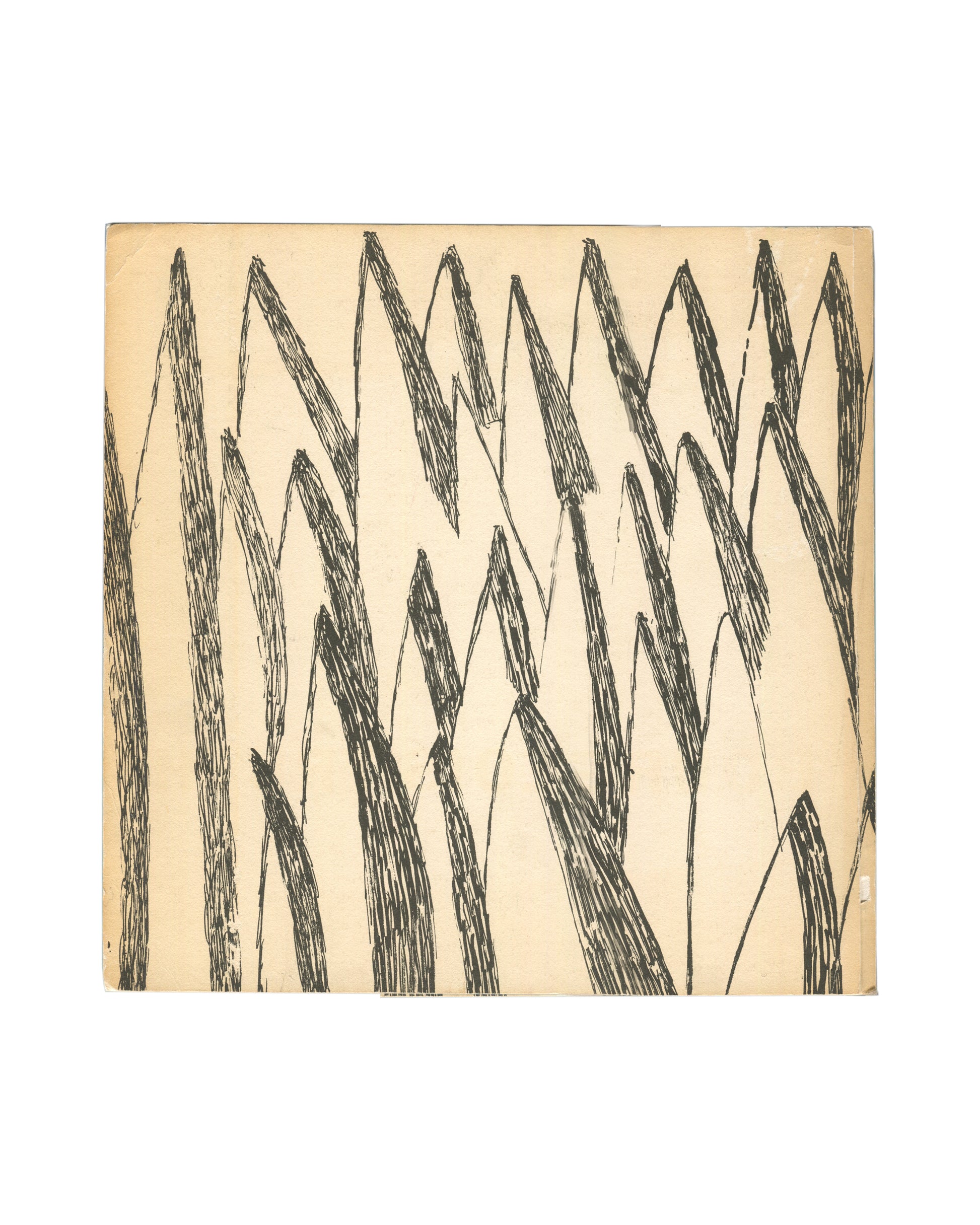 Reverse of 1982 Louise Bourgeois Bourgeois Truth, Robert Miller Gallery — plain cream back cover showing age toning, edge wear, and library stamp to lower left of rear endpaper