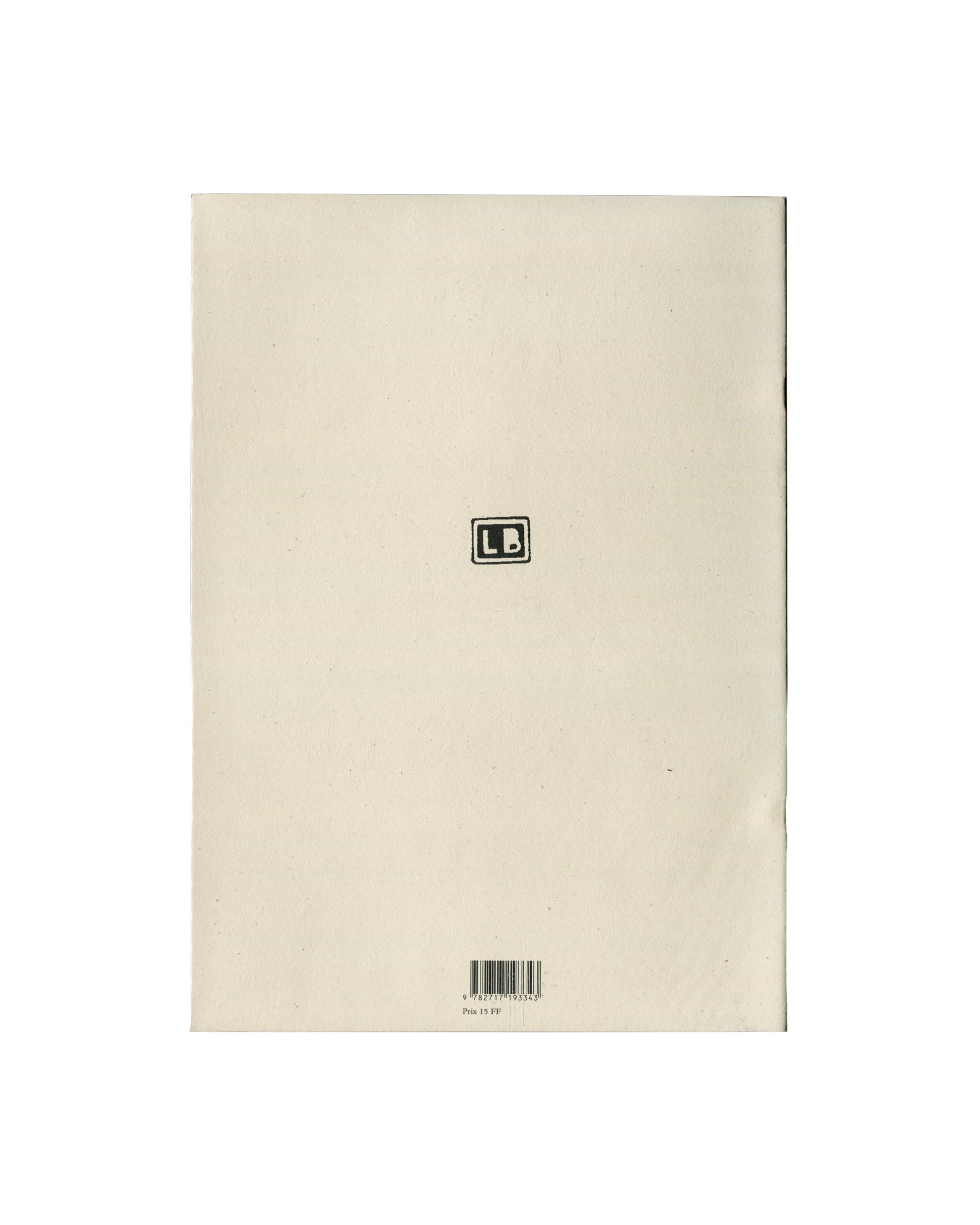 Louise Bourgeois, Estampes, BnF, 1995, back cover with LB monogram stamp and barcode, prix 15 FF