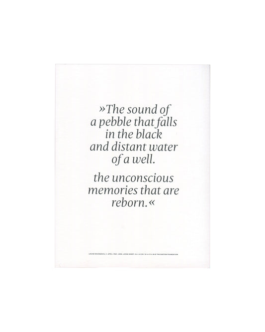 Louise Bourgeois, Papillons Noirs, exhibition announcement front cover. Hauser & Wirth, St. Moritz, 2018–2019. White card cover. 'HAUSER & WIRTH' in small spaced sans-serif caps at top centre. Centred below in large serif type, mixed roman and italic: 'Louise / Bourgeois / Papillons / Noirs'. Minimal, typographic design on plain white ground. Light handling marks and minor surface wear.