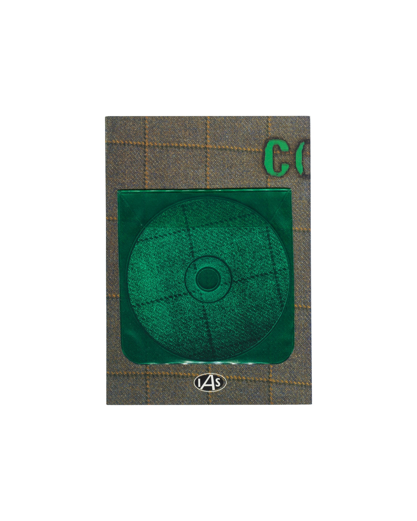 Andrea Bowers et al. — Couldn't Get Ahead, 1995, back cover with original green audio CD mounted in sleeve, Independent Art Space