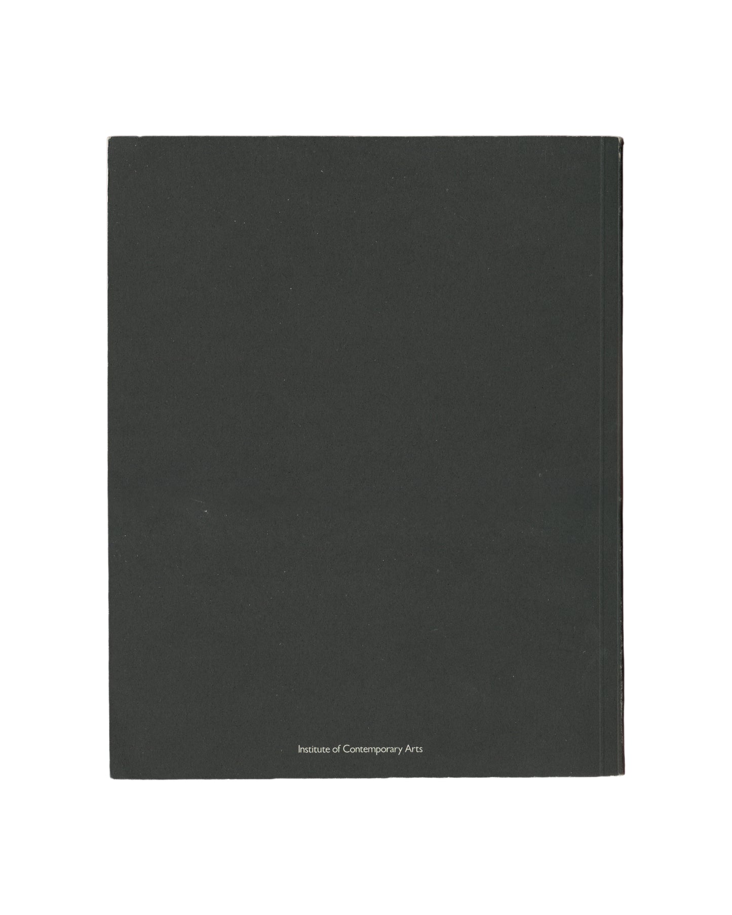 `Stuart Brisley — ICA, London, 1981 — back cover. Plain black binding, no image. "Institute of Contemporary Arts" in small white text at foot centre.`