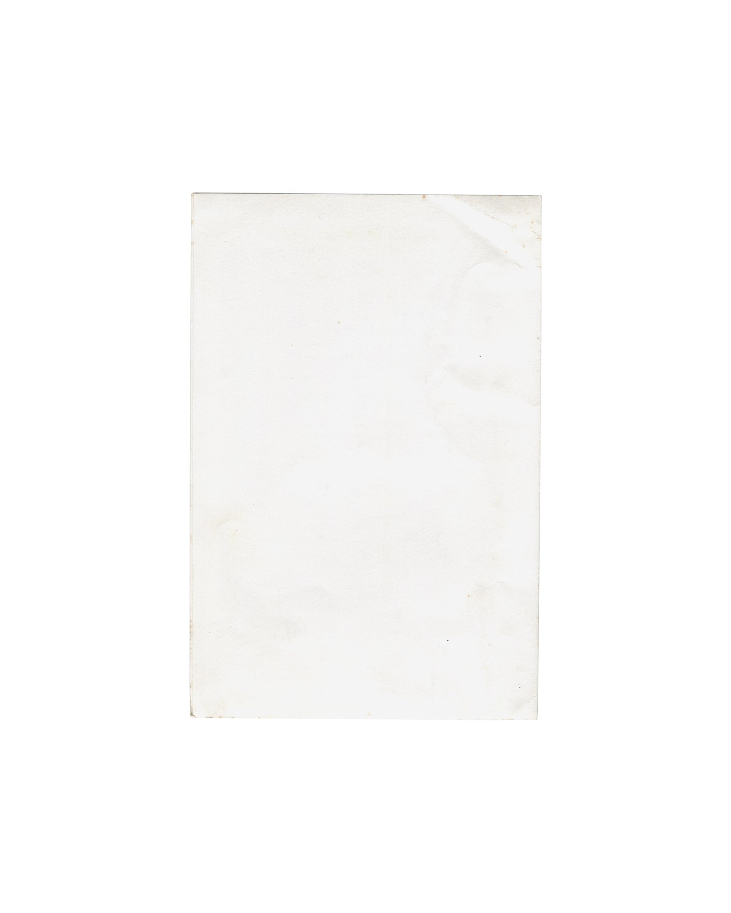 Ghost of Chance, William S. Burroughs / George Condo. Whitney Museum of American Art, New York, 1991. Back of folded prospectus: plain white card, blank, no text. Light toning, scattered foxing and diagonal crease at upper right corner visible.