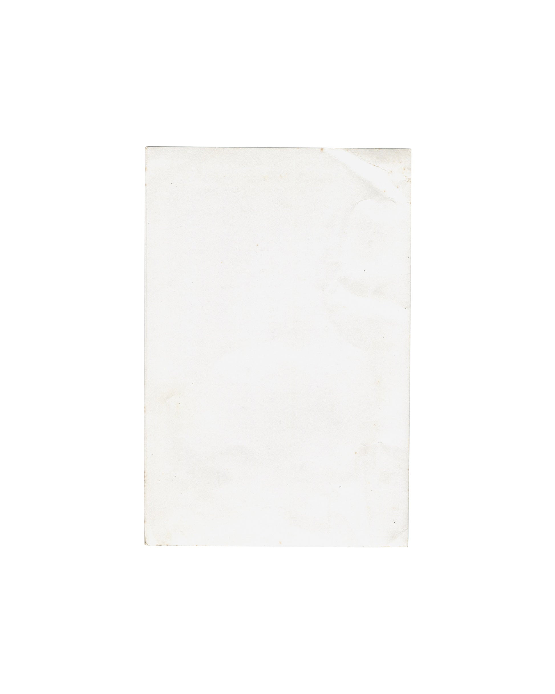 Ghost of Chance, William S. Burroughs / George Condo. Whitney Museum of American Art, New York, 1991. Back of folded prospectus: plain white card, blank, no text. Light toning, scattered foxing and diagonal crease at upper right corner visible.