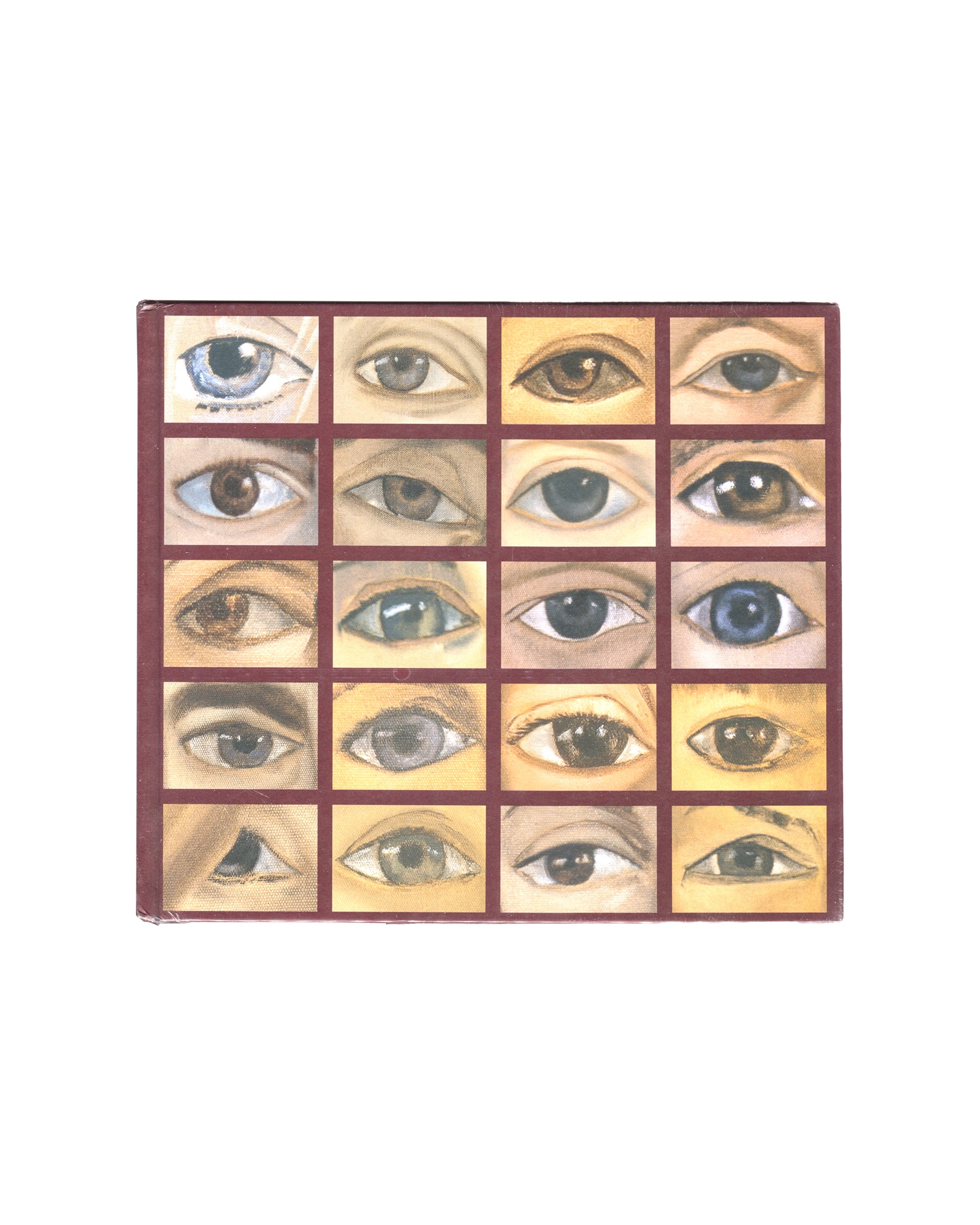 Francesco Clemente, Portraits, Mary Boone Gallery 2007, front cover, grid of twenty painted eyes, dark red ground 