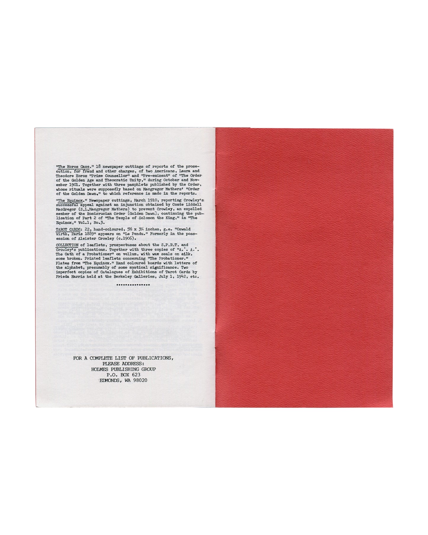 Interior: Richard Kaczynski preface text, ISBN 1-55818-153-9, Sure Fire Press colophon, 1989 