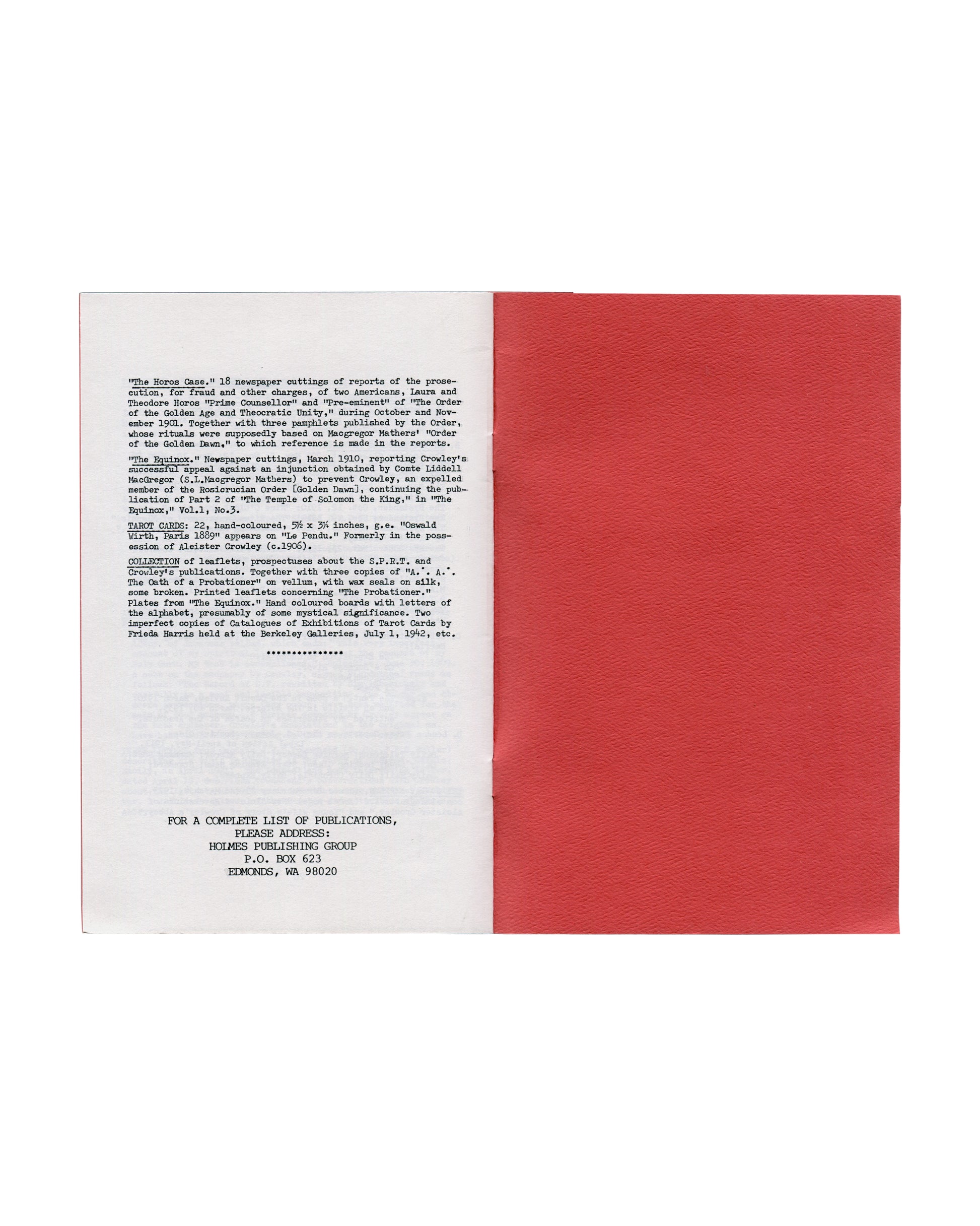 Interior: Richard Kaczynski preface text, ISBN 1-55818-153-9, Sure Fire Press colophon, 1989 
