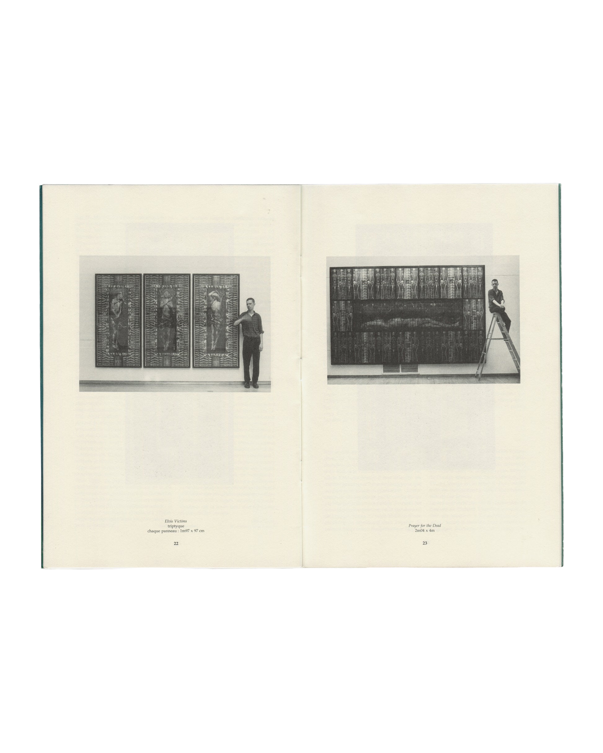 Simon Crump, My Six Miracles & Other Works, 1992, interior spread with installation photographs