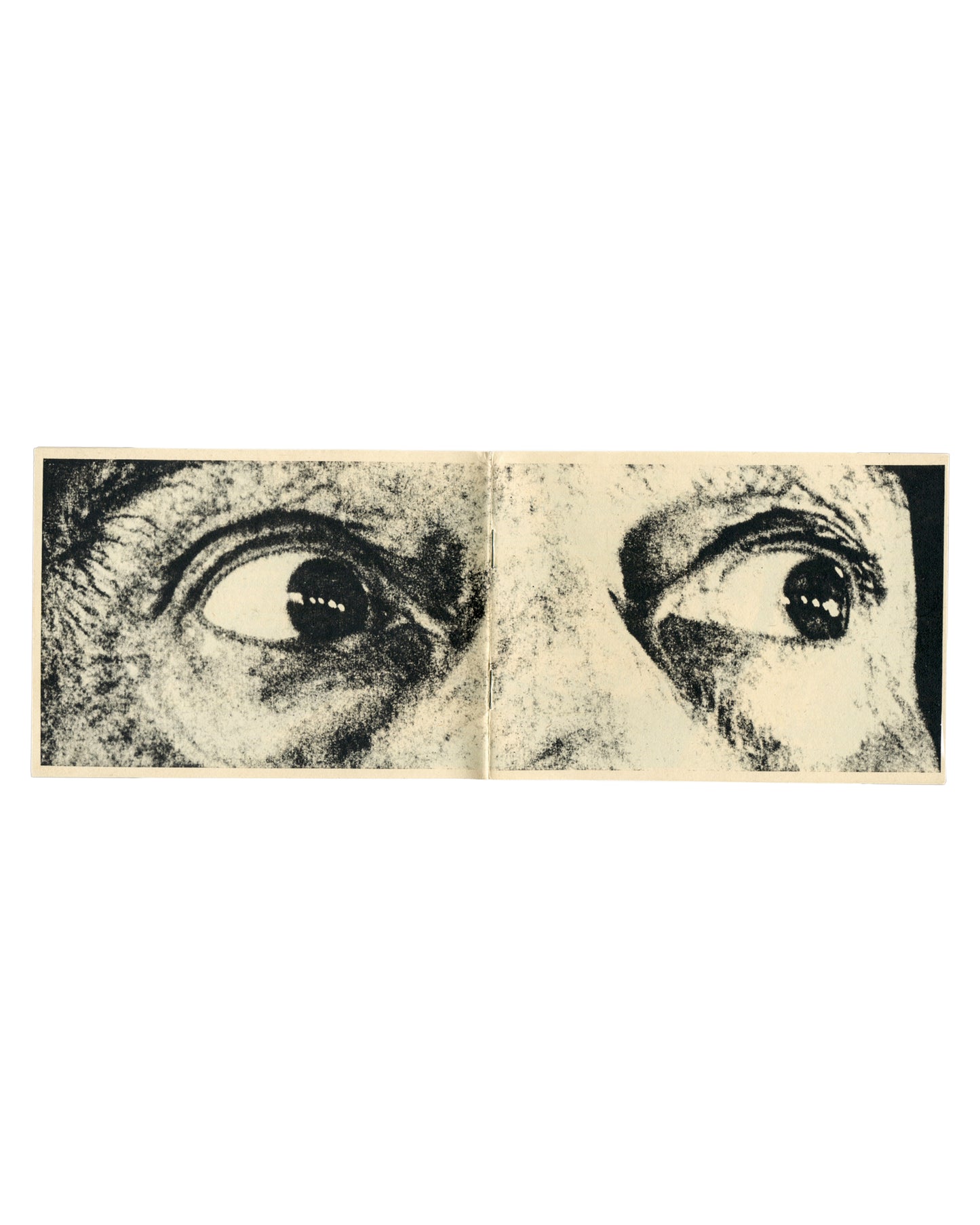 Salvador Dalí, Ma révolution culturelle, Les Livres de Nulle Part c.1990, both eyes across open spread, grainy b&w